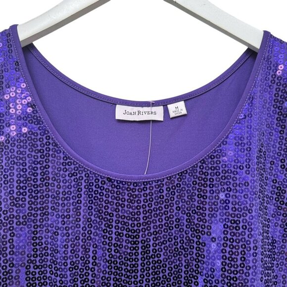 JOAN RIVERS Sequin Top Medium Purple Evening Womens Sleeveless Tank Stretch - Picture 4 of 9